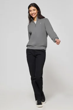 Sudadera de media cremallera gris asfalto con logo Rigby Go