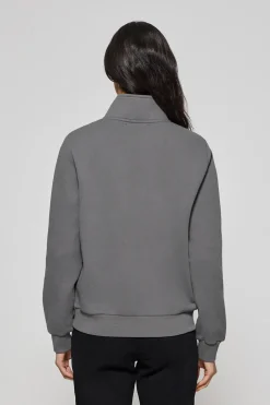 Sudadera de media cremallera gris asfalto con logo Rigby Go