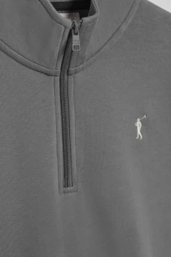 Sudadera de media cremallera gris asfalto con logo Rigby Go