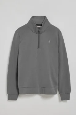 Sudadera de media cremallera gris asfalto con logo Rigby Go
