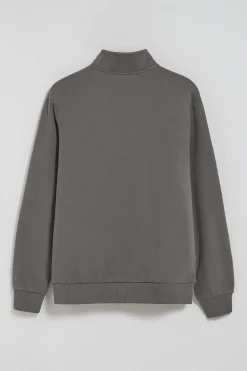 Sudadera de media cremallera gris asfalto con logo bordado Rigby Go