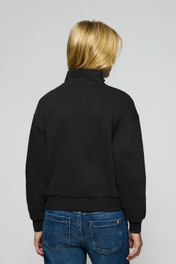 Sudadera de media cremallera negra con logo engomado Polo Club