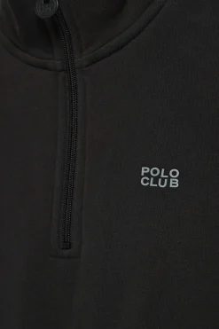 Sudadera de media cremallera negra con logo engomado Polo Club