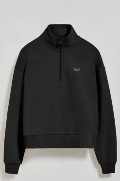 Sudadera de media cremallera negra con logo engomado Polo Club
