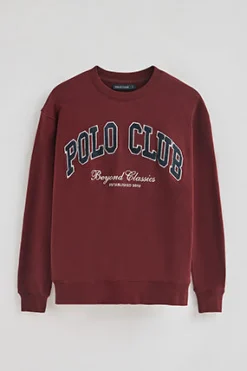 Sudadera granate de corte holgado Established 2012 Polo Club