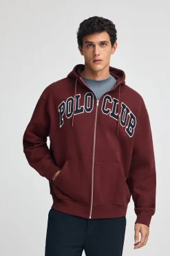 Sudadera granate de corte holgado con logo Polo Club
