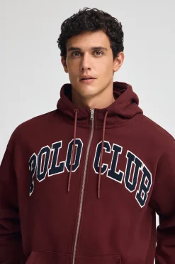 Sudadera granate de corte holgado con logo Polo Club