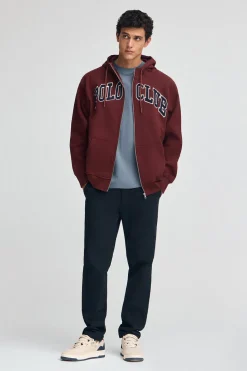 Sudadera granate de corte holgado con logo Polo Club