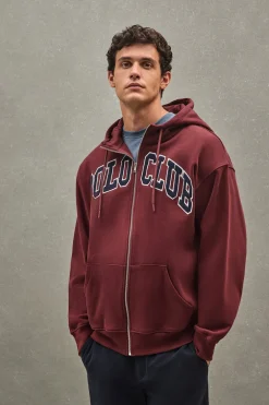 Sudadera granate de corte holgado con logo Polo Club