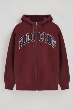 Sudadera granate de corte holgado con logo Polo Club