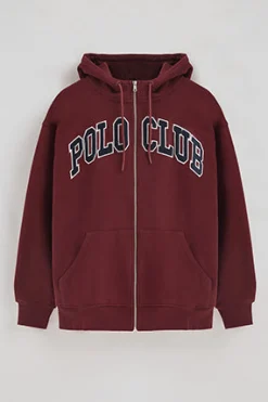 Sudadera granate de corte holgado con logo Polo Club