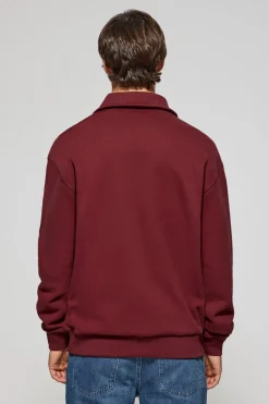 Sudadera granate Seldon con media cremallera y gráfico Polo Club