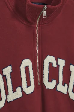 Sudadera granate Seldon con media cremallera y gráfico Polo Club