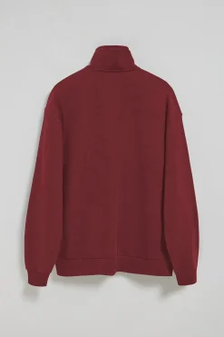 Sudadera granate Seldon con media cremallera y gráfico Polo Club