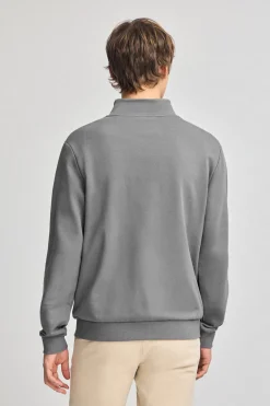 Sudadera gris asfalto de media cremallera y bordado Rigby Go