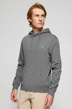 Sudadera gris asfalto de capucha y bolsillos con logo bordado Rigby Go