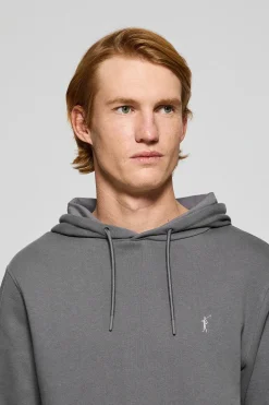 Sudadera gris asfalto de capucha y bolsillos con logo bordado Rigby Go