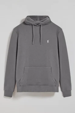 Sudadera gris asfalto de capucha y bolsillos con logo bordado Rigby Go