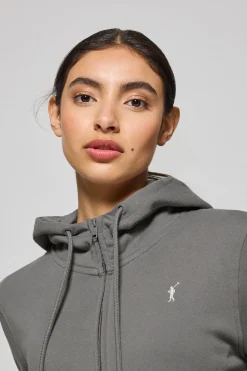 Sudadera gris asfalto de bolsillos con cremallera y capucha con bordado Rigby Go
