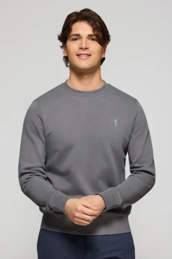 Sudadera gris asfalto relax de cuello redondo con logo Rigby engomado