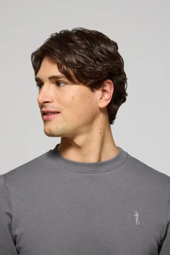 Sudadera gris asfalto relax de cuello redondo con logo Rigby engomado