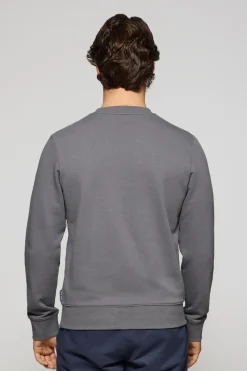 Sudadera gris asfalto relax de cuello redondo con logo Rigby engomado