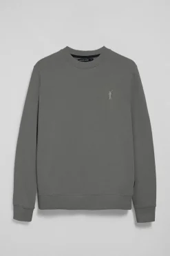 Sudadera gris asfalto relax de cuello redondo con logo Rigby engomado