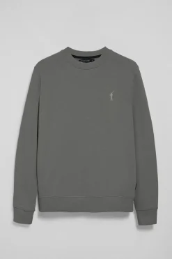 Sudadera gris asfalto relax de cuello redondo con logo Rigby engomado