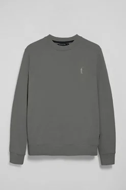 Sudadera gris asfalto relax de cuello redondo con logo Rigby engomado