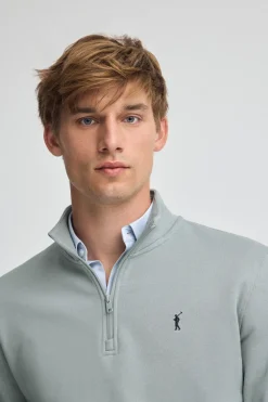 Sudadera gris azulada de media cremallera con logo Rigby Go