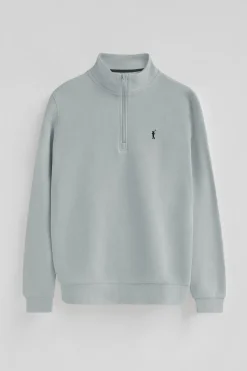 Sudadera gris azulada de media cremallera con logo Rigby Go