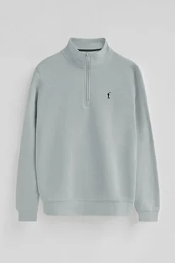 Sudadera gris azulada de media cremallera con logo Rigby Go