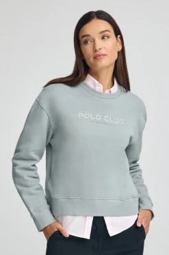 Sudadera gris azulado de corte boxy Established 2012 Polo Club