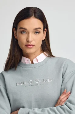 Sudadera gris azulado de corte boxy Established 2012 Polo Club