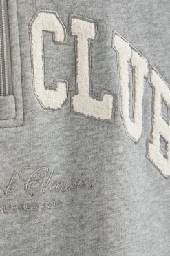 Sudadera gris vigoré con cuello alto y logo Established 2012 Polo Club