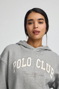 Sudadera gris vigoré con capucha y logo Established 2012 Polo Club