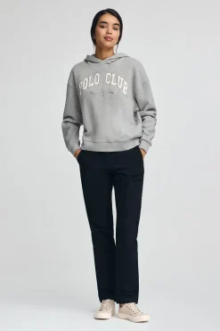 Sudadera gris vigoré con capucha y logo Established 2012 Polo Club