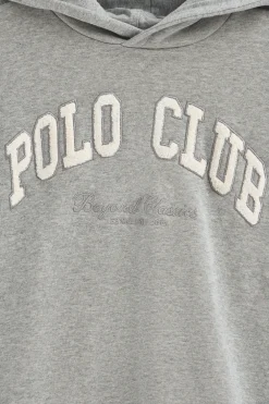 Sudadera gris vigoré con capucha y logo Established 2012 Polo Club