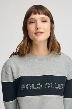 Sudadera gris vigoré de corte boxy y logo Polo Club