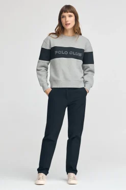 Sudadera gris vigoré de corte boxy y logo Polo Club