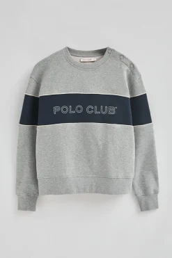 Sudadera gris vigoré de corte boxy y logo Polo Club
