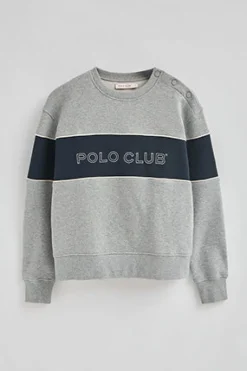 Sudadera gris vigoré de corte boxy y logo Polo Club