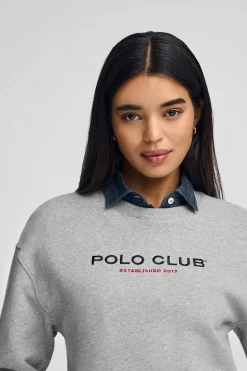Sudadera gris vigoré de corte boxy Established 2012 Polo Club