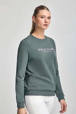 Sudadera gris y logo engomado Polo Club