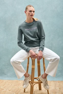 Sudadera gris y logo engomado Polo Club