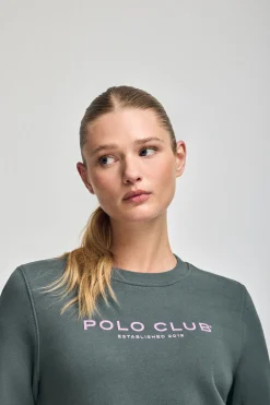 Sudadera gris y logo engomado Polo Club