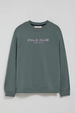 Sudadera gris y logo engomado Polo Club