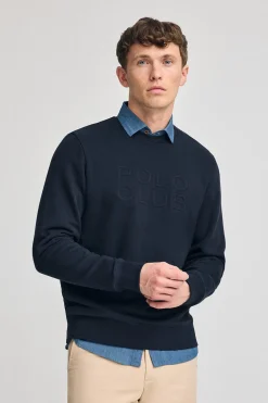 Sudadera holgada Iconic azul marino con logo en relieve