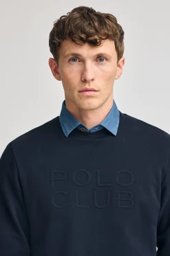 Sudadera holgada Iconic azul marino con logo en relieve