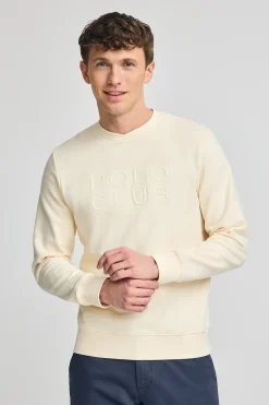 Sudadera holgada Iconic color crudo con logo en relieve